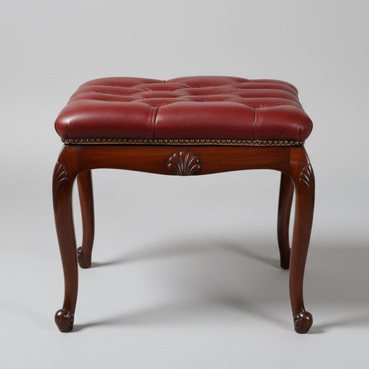 Beautiful 1930's mahogany leather upholstered Stool