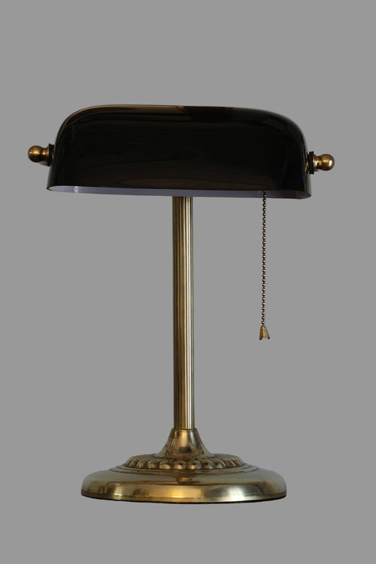 Brass Banker's Lamp - with black shade - SOLD
