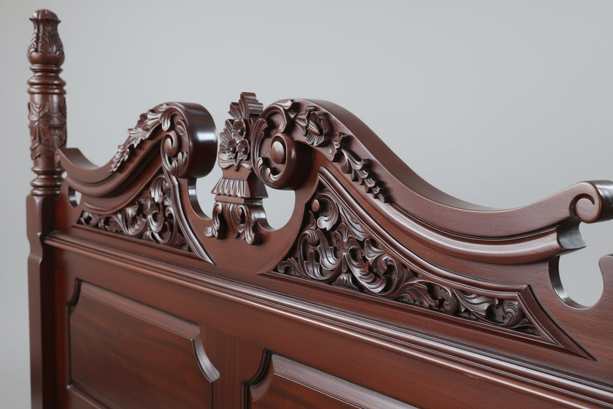Victorian style beautifully carved and quality mahogany Four Poster Bed, kingsize