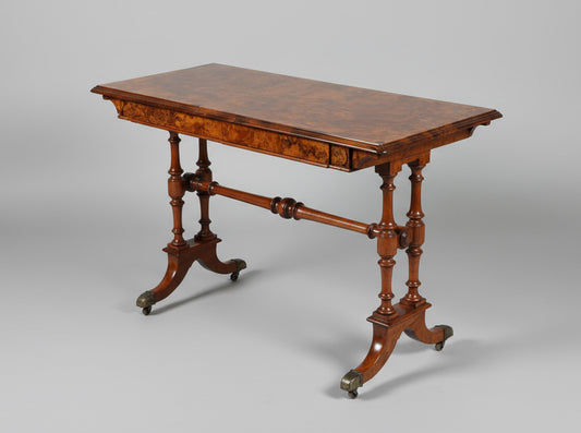 Victorian burr walnut Writing/Stretcher Table