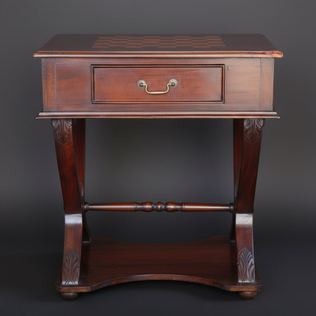 Contemporary mahogany Games/Chess Table