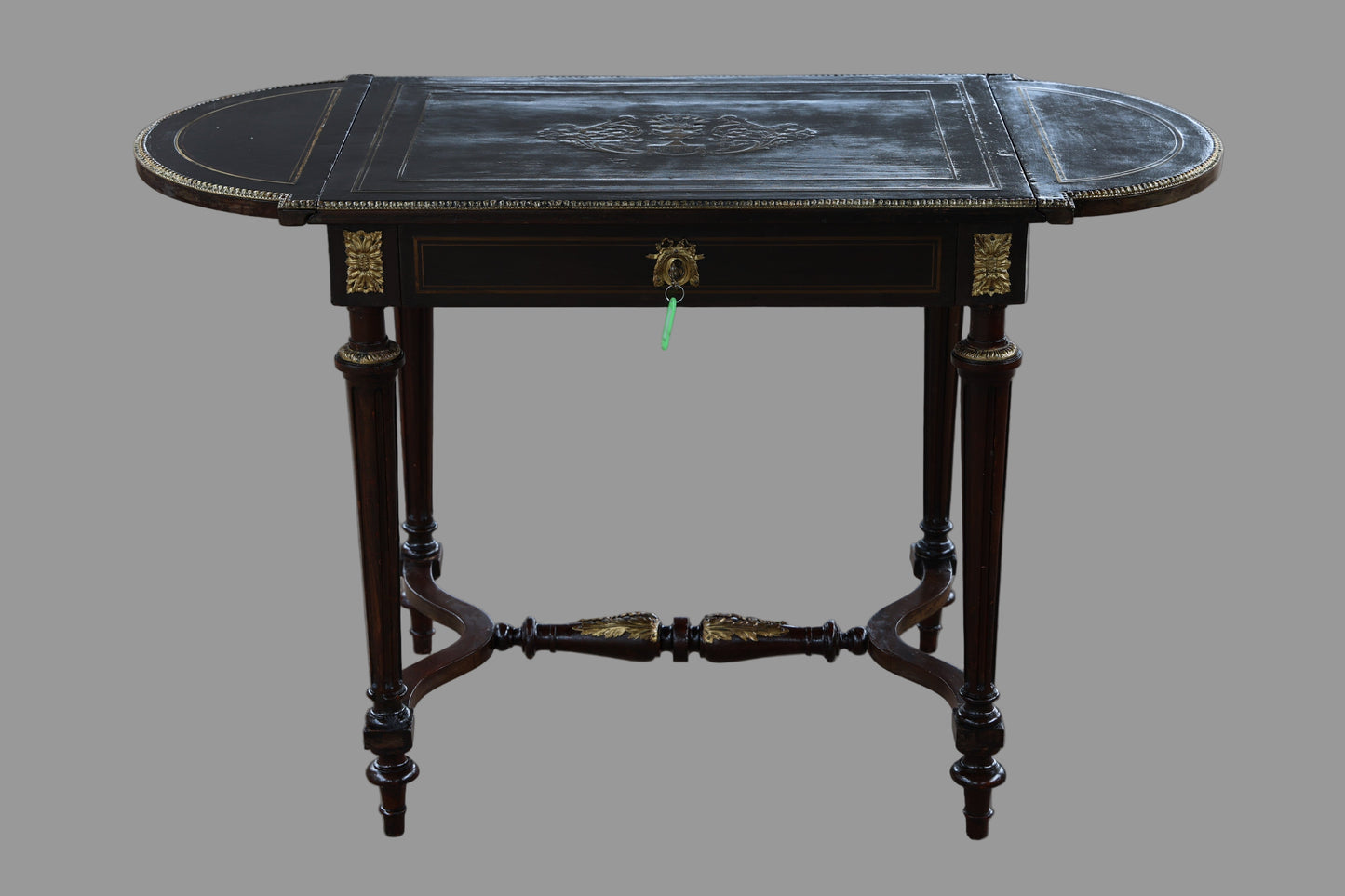 19th Century French Louis XVI Style Ebonized Drop-side Table