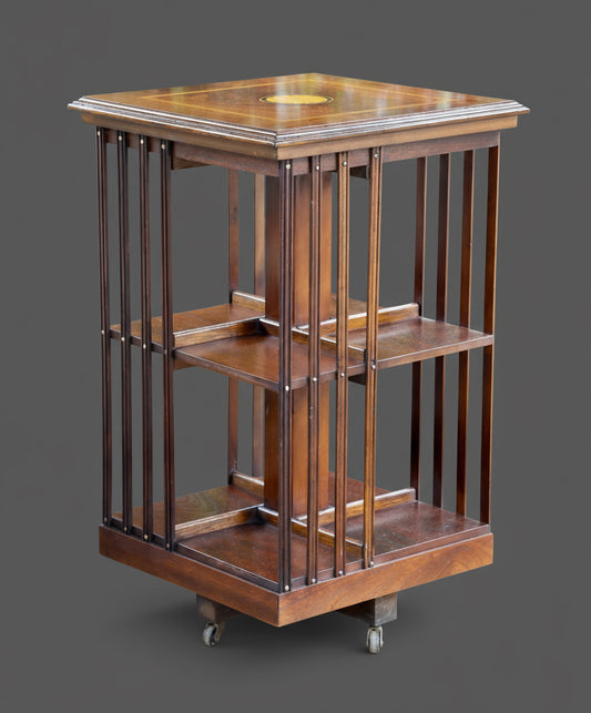 Edwardian style inlaid mahogany Revolving Bookcase