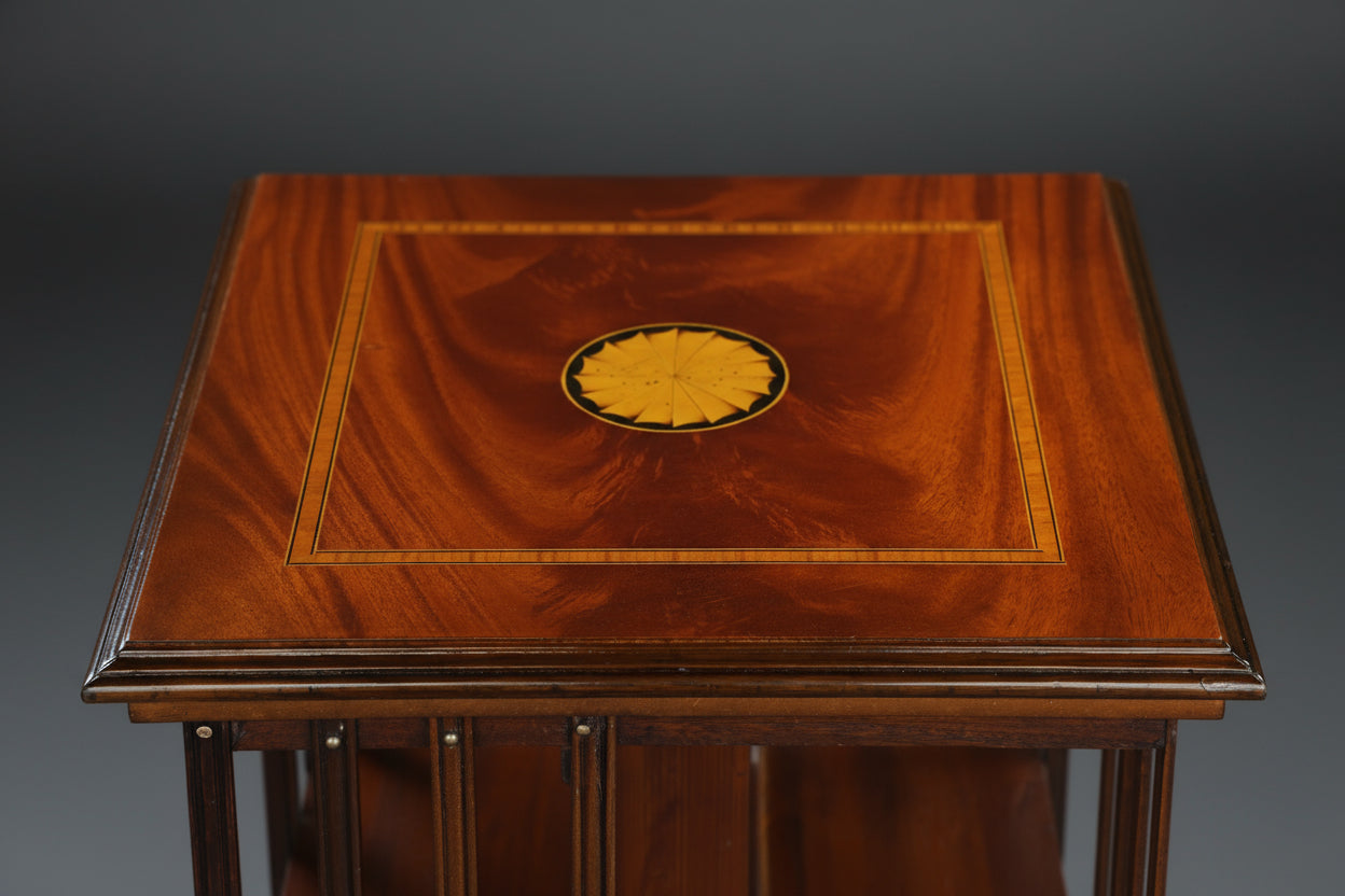 Edwardian style inlaid mahogany Revolving Bookcase