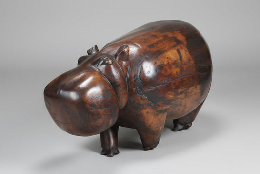 Large carved wooden Hippo