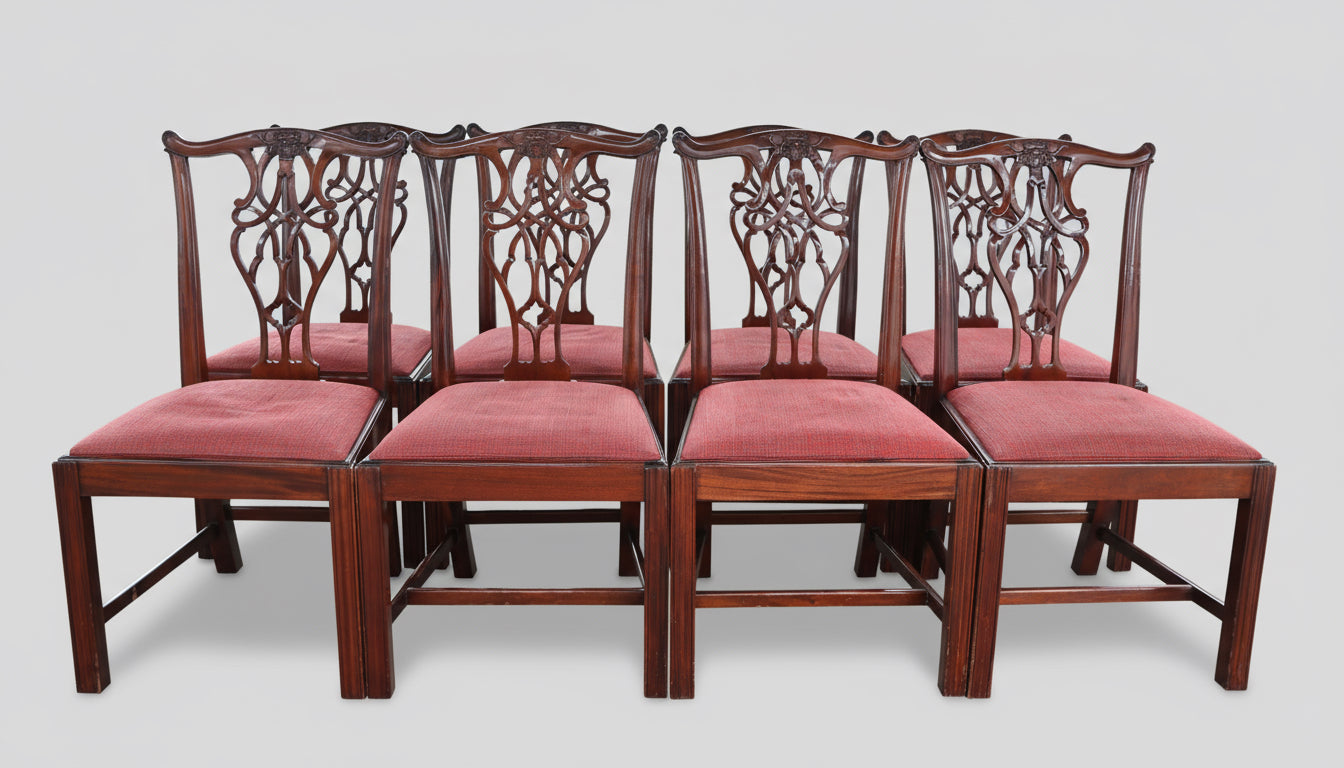 Set of Eight Griffiths & Griffiths mahogany Chippendale style Dining Chairs - SOLD