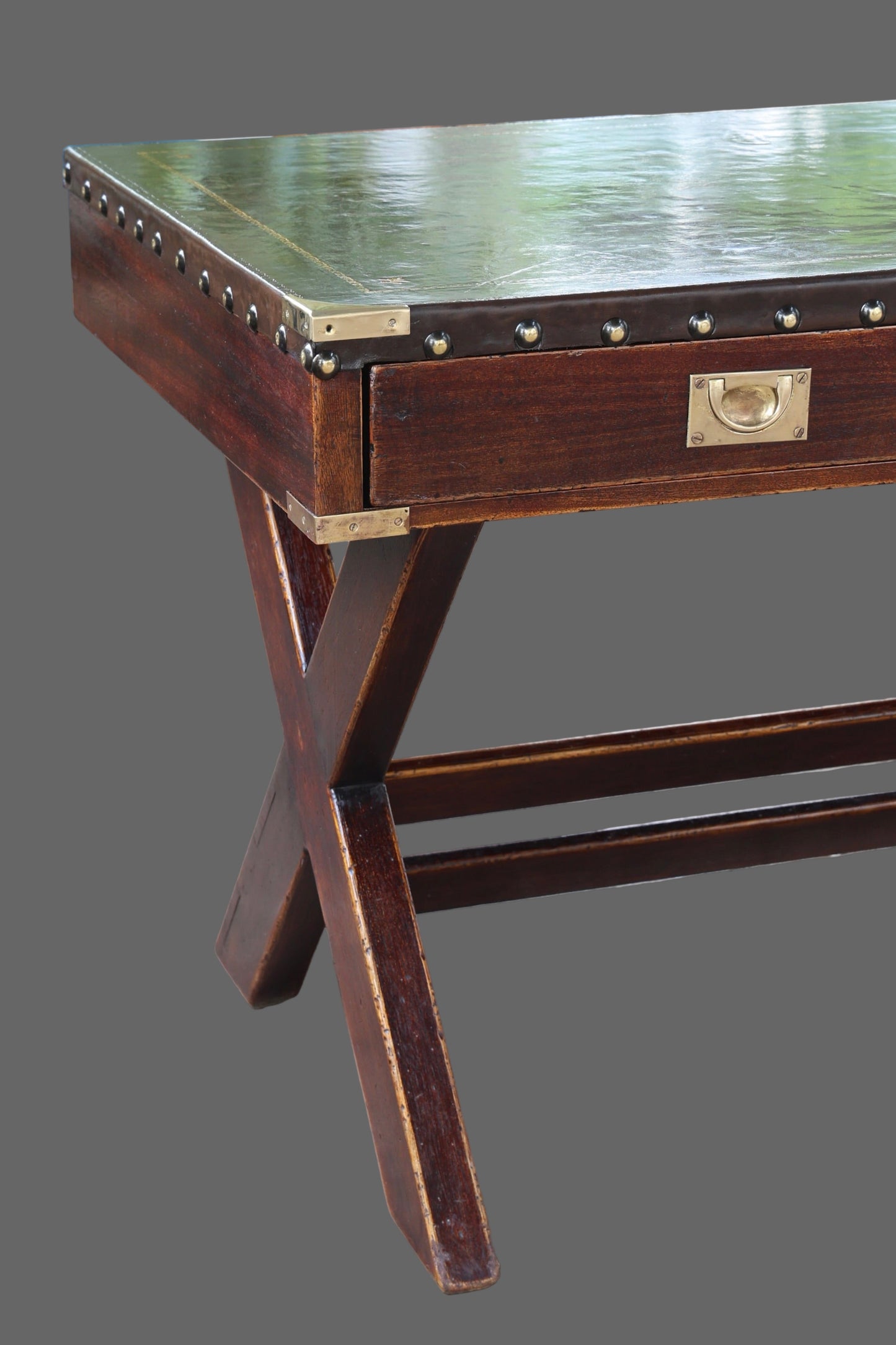 G2 Mahogany Military style leather clad Desk/Writing Table - SOLD
