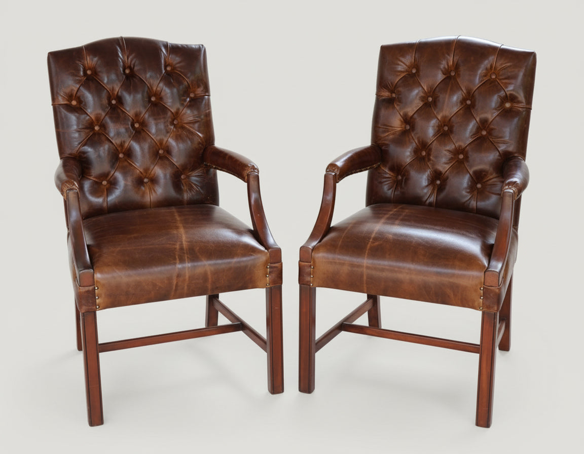 Pair of leather upholstered Gainsborough Armchairs - SOLD QUICKLY