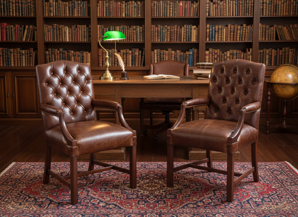 Pair of leather upholstered Gainsborough Armchairs - SOLD QUICKLY