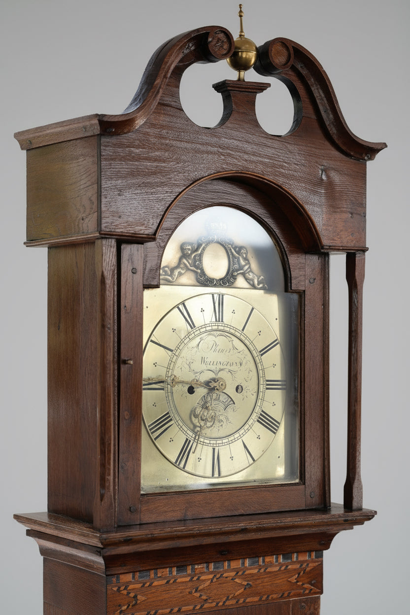 George III Brass Faced oak Long Case Clock - By N. Plimer, Wellington