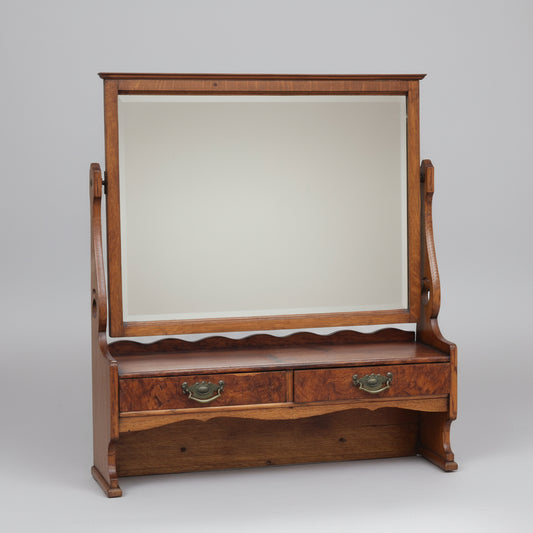 Edwardian oak & walnut Wall Hanging Mirror