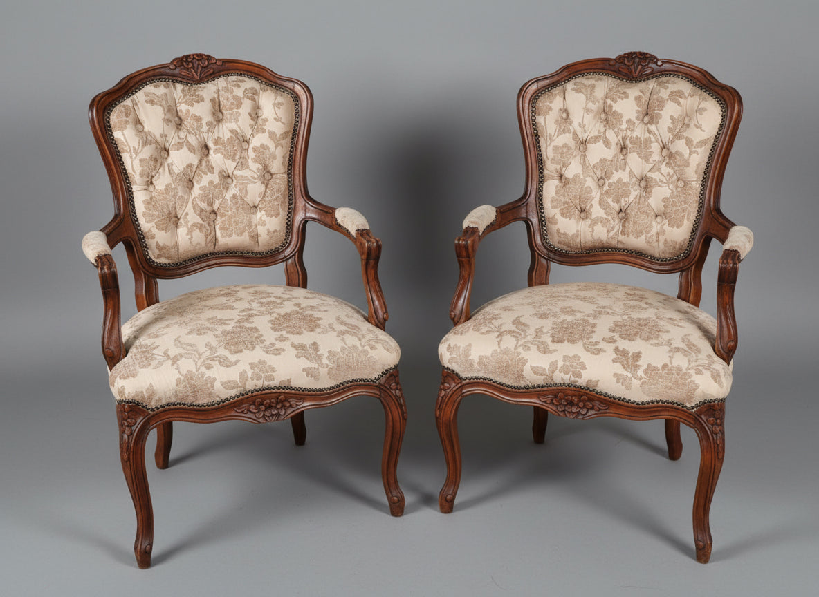 Pair of mid 20th century Louis XV style Open Armchairs - SOLD