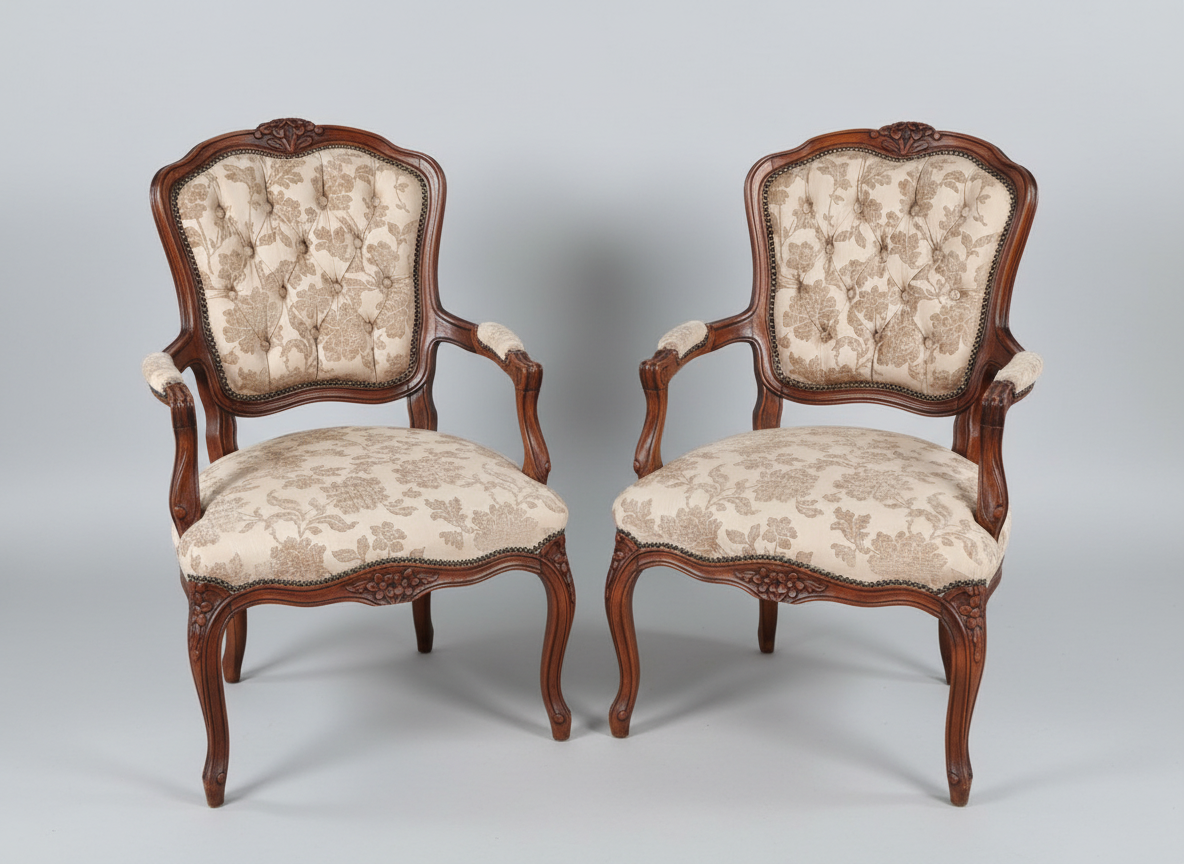 Pair of mid 20th century Louis XV style Open Armchairs - SOLD