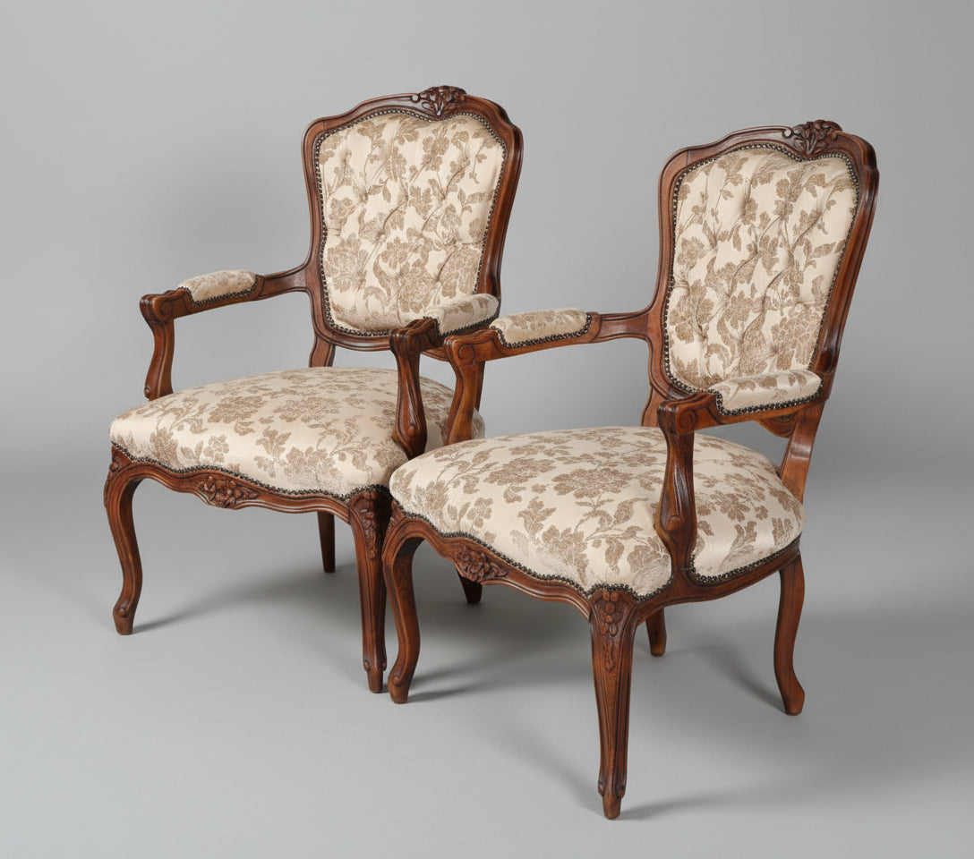 Pair of mid 20th century Louis XV style Open Armchairs - SOLD