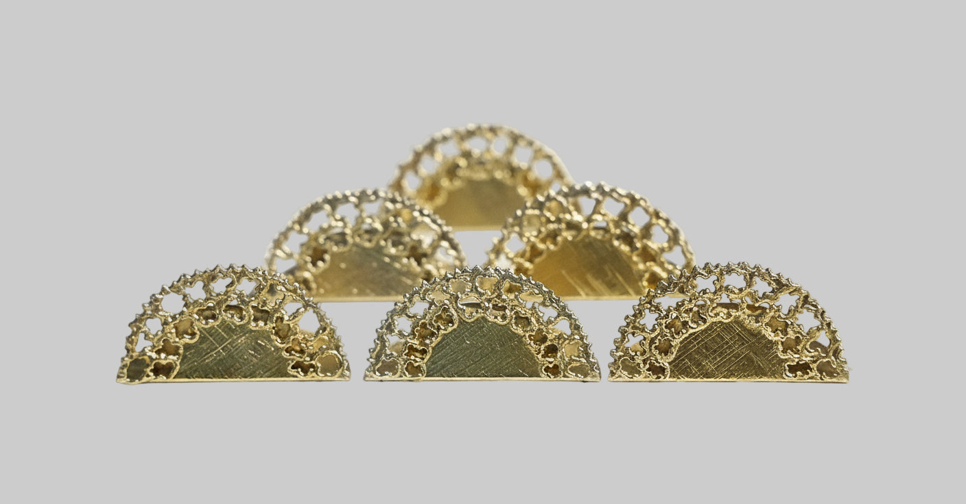 Stuart Devlin silver gilt set of six Name Place Settings- London 1976
