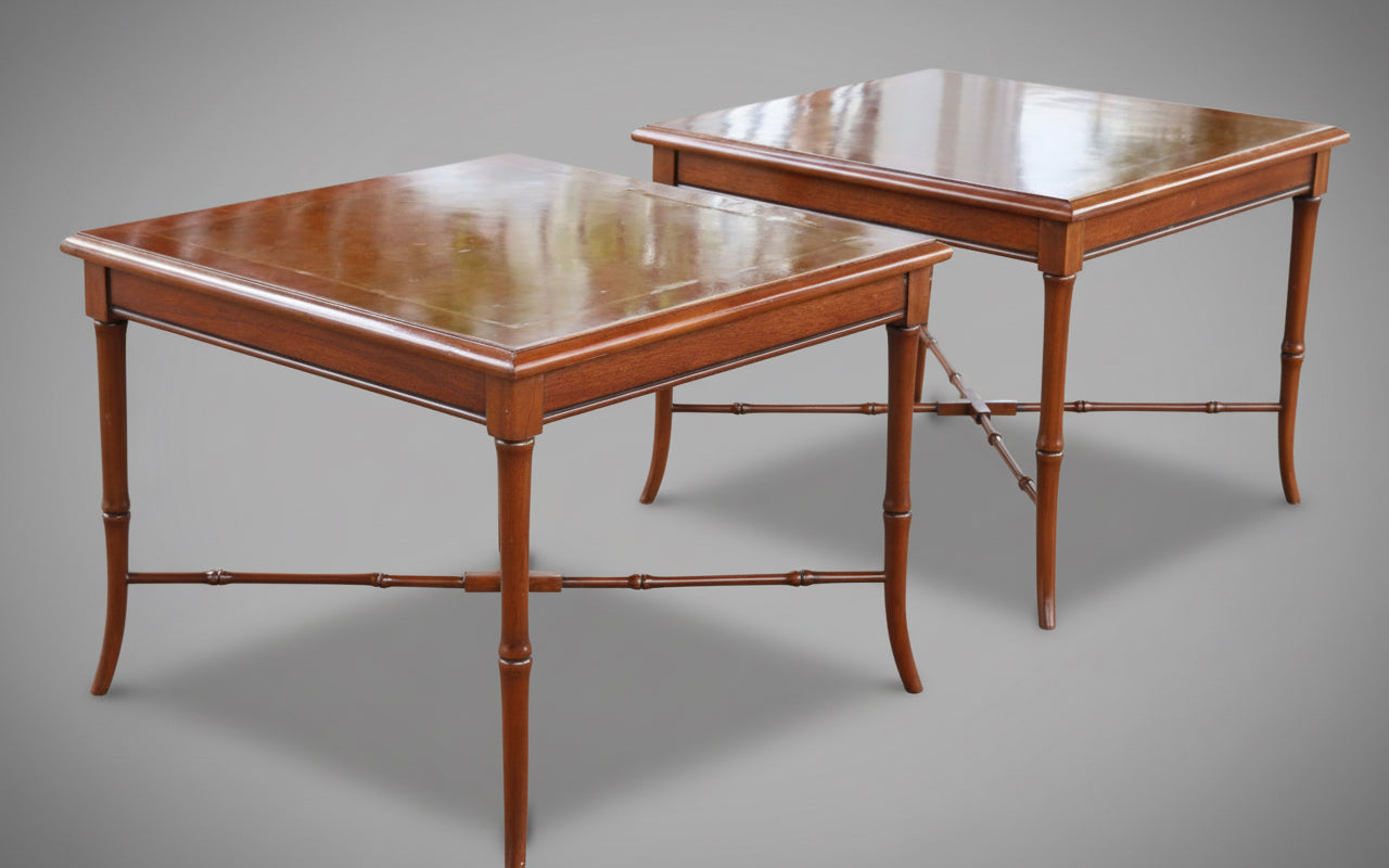 Pair mahogany and walnut Side Tables