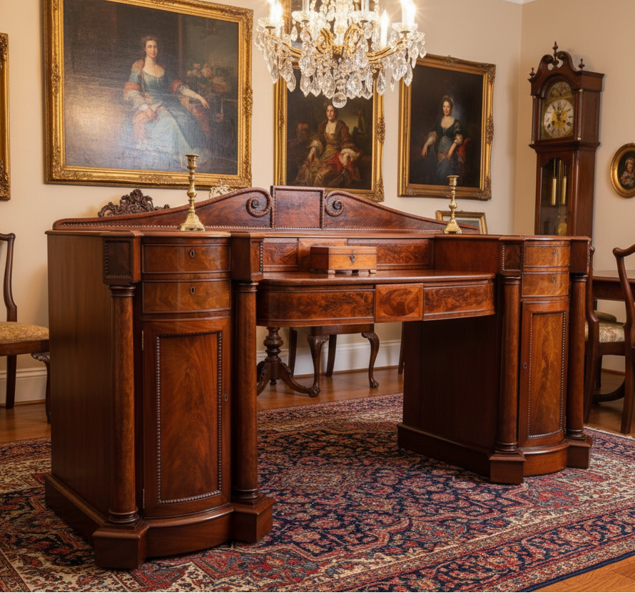 Regency flame mahogany Pedestal Sideboard