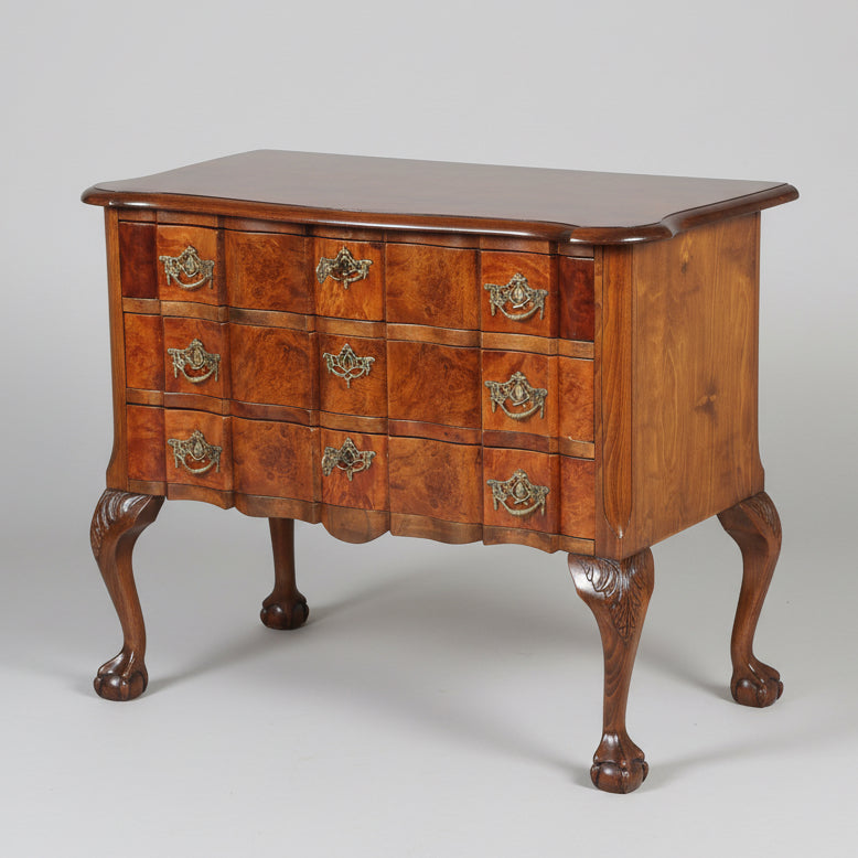 An early 20th Century burr walnut and beechwood Commode
