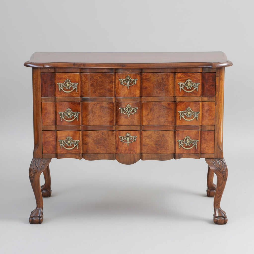 An early 20th Century burr walnut and beechwood Commode