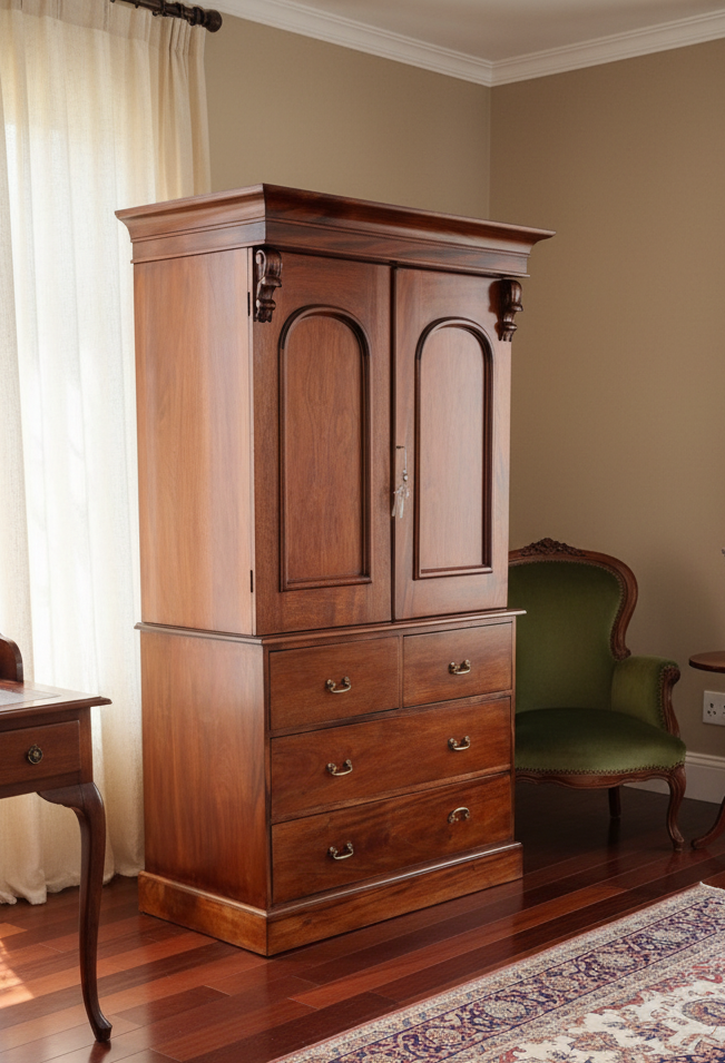Victorian style mahogany Linen Press/TV/Office Cabinet