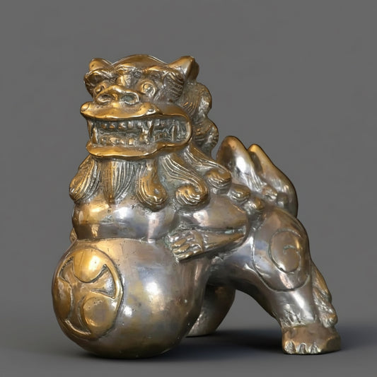 Early 20th Century brass plated metal Foo Dog