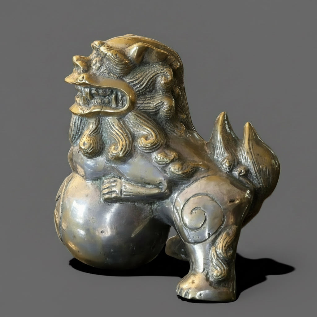 Early 20th Century brass plated metal Foo Dog