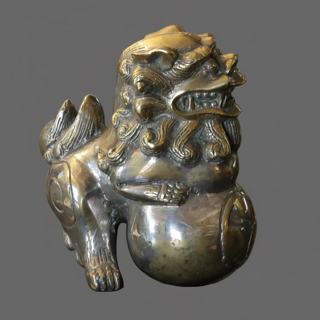 Early 20th Century brass plated metal Foo Dog