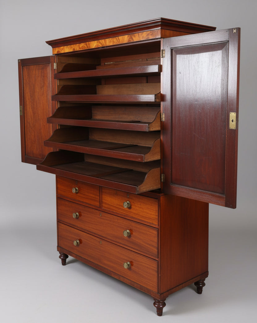 An early Fine Victorian mahogany Linen Press
