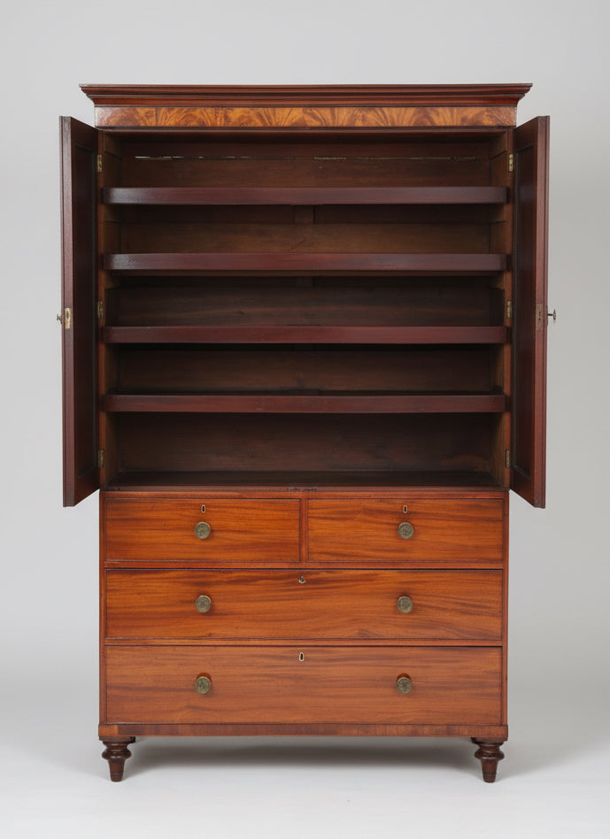 An early Fine Victorian mahogany Linen Press