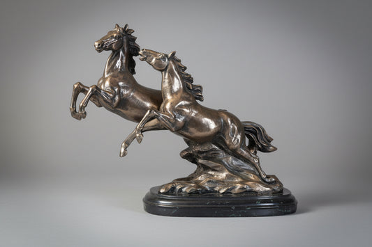Pair of composite metal Prancing Horses - SOLD