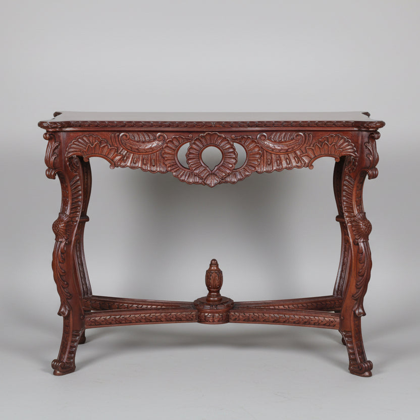 Finely Carved mahogany Console Table and Mirror