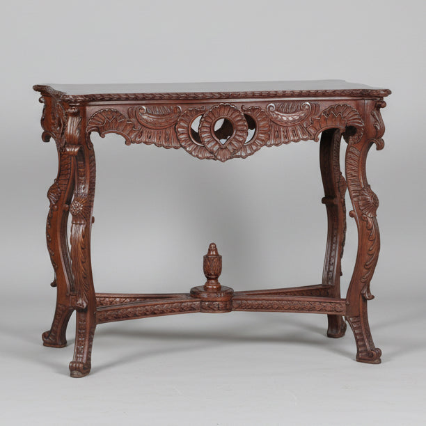Finely Carved mahogany Console Table and Mirror