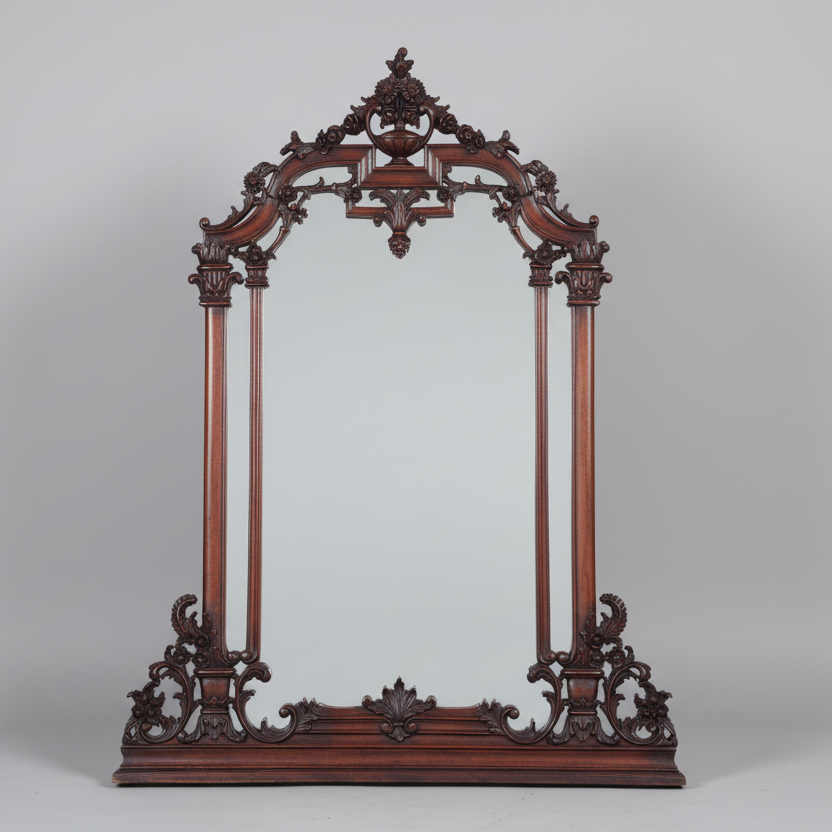 Finely Carved mahogany Console Table and Mirror