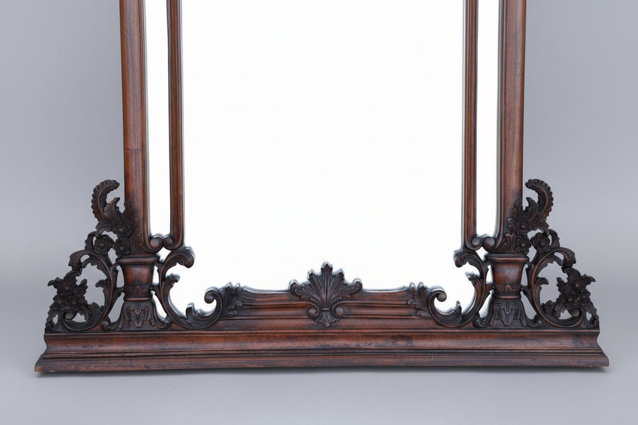 Finely Carved mahogany Console Table and Mirror