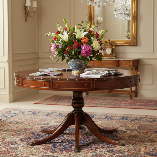 Regency style Leather topped Drum Table