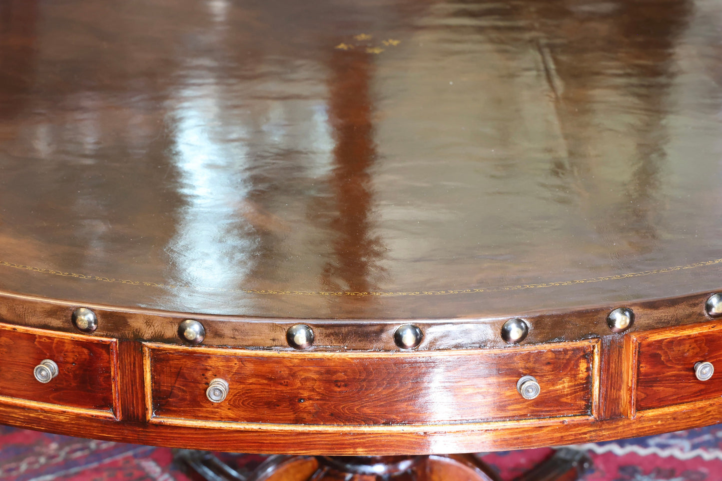 Regency style Leather topped Drum Table