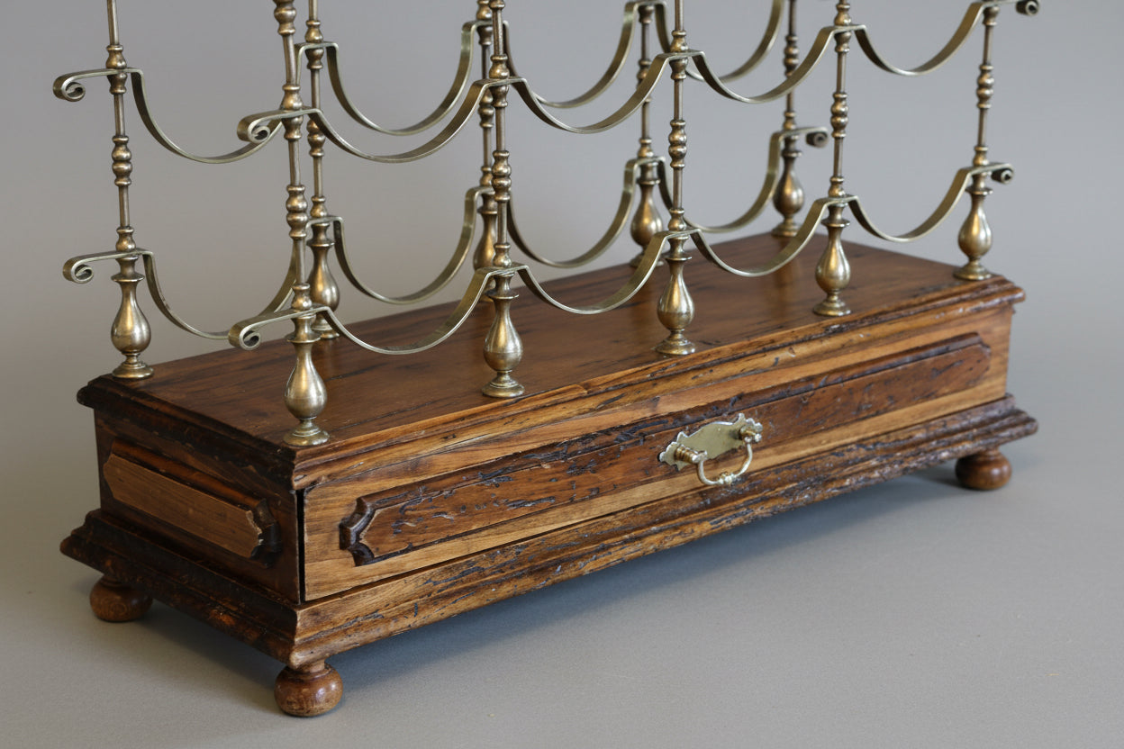 A rare late 19th Century French Pine and Brass Table Wine Rack - SOLD