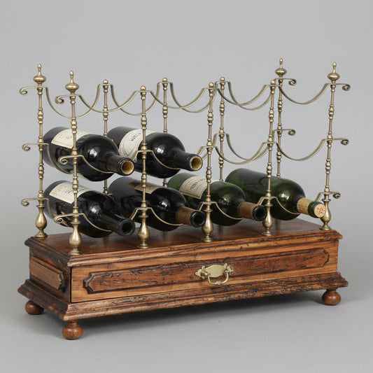 A rare late 19th Century French Pine and Brass Table Wine Rack - SOLD