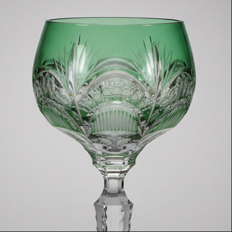 Set of 12 Hungarian finely cut crystal Coloured Hock Glasses