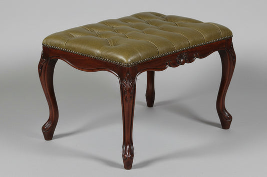 French leather button upholstered Stool