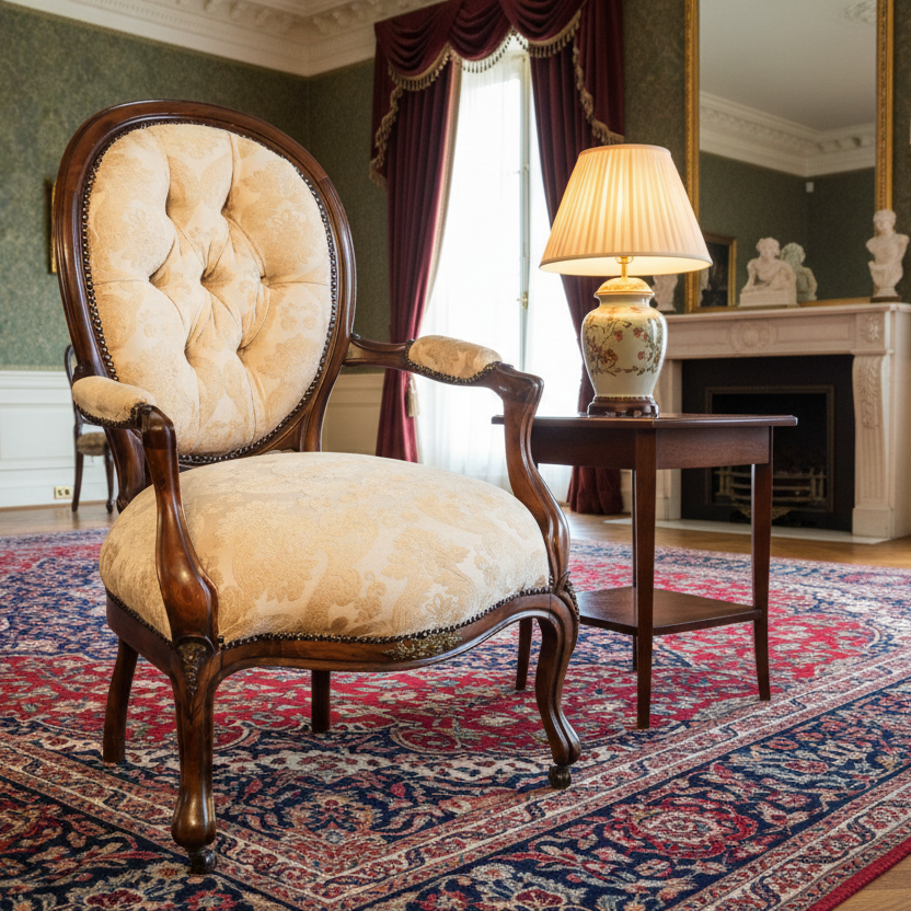 Victorian mahogany Open Armchair, on original castors