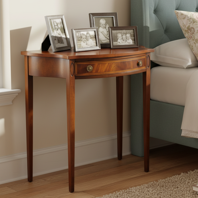 Beautiful flame mahogany serpentine shaped Side Table