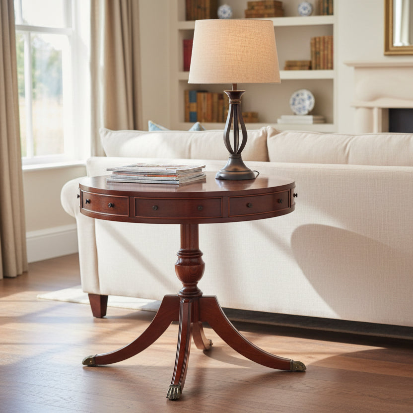 Flame mahogany Regency style Drum Table