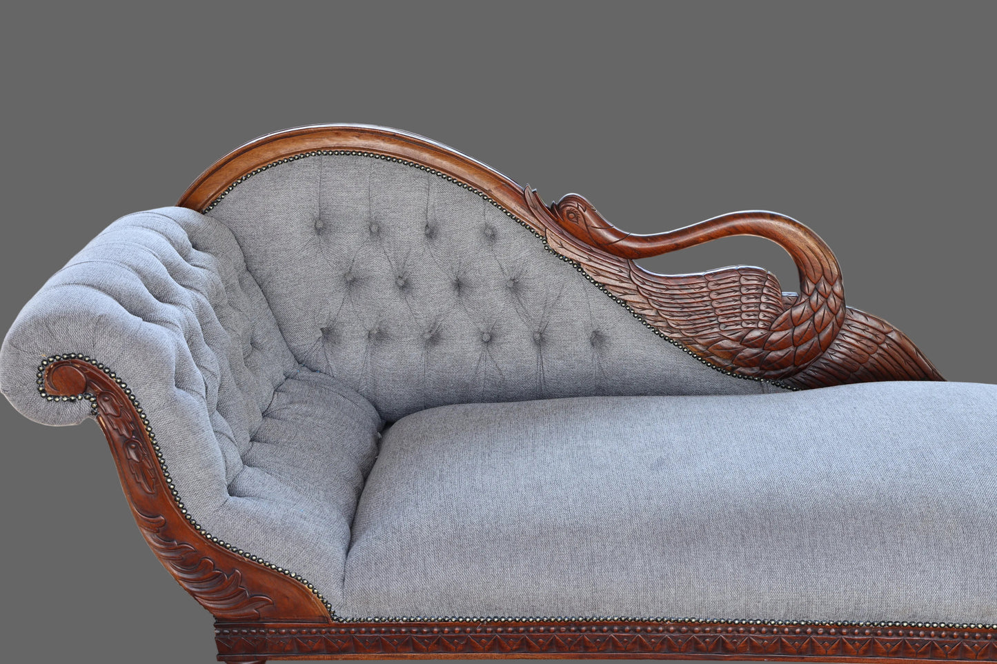Carved Mahogany Chaise Longue, 20th Century