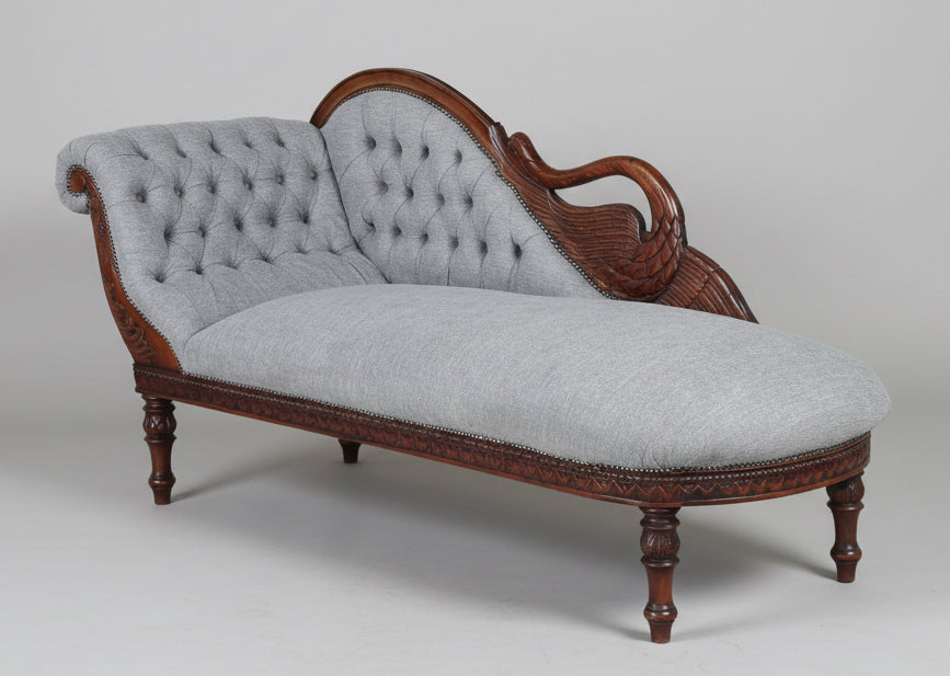 Carved Mahogany Chaise Longue, 20th Century