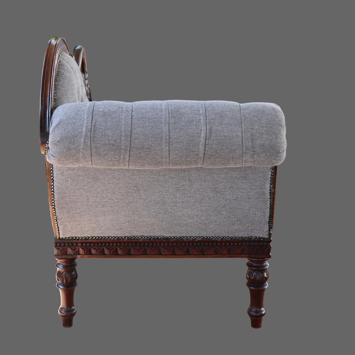 Carved Mahogany Chaise Longue, 20th Century