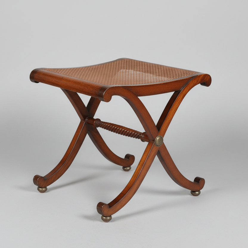 Regency style mahogany "X" shaped Stool