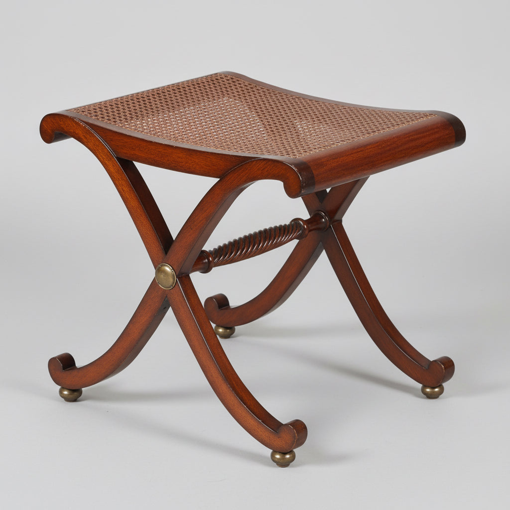 Regency style mahogany "X" shaped Stool