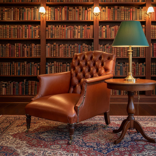Victorian leather button upholstered Library Chair