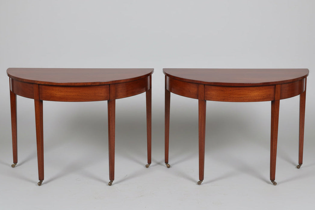 Pair of Victorian Mahogany Demi-lune Tables